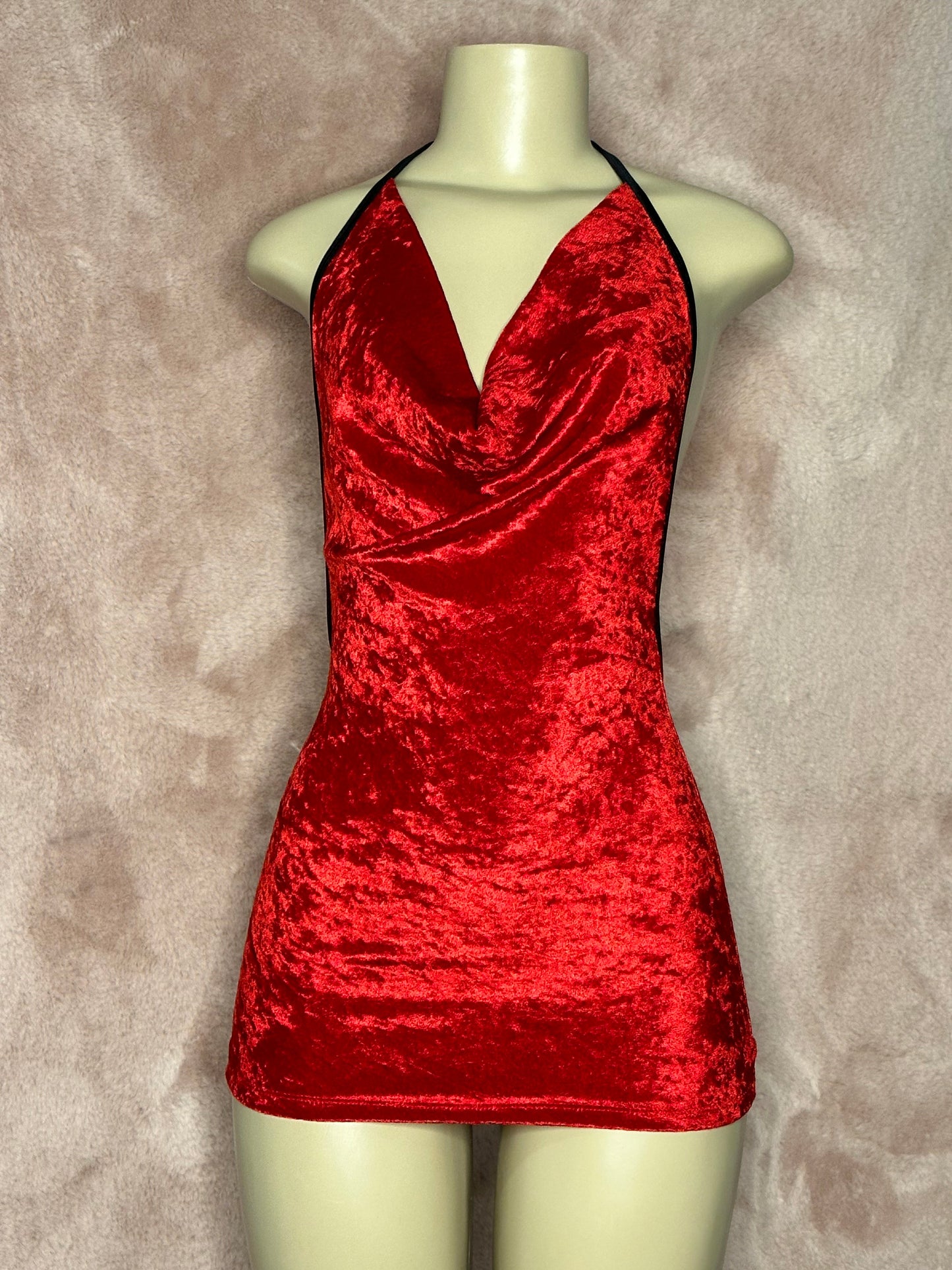 Cowl Neck Minidress - Red Velvet