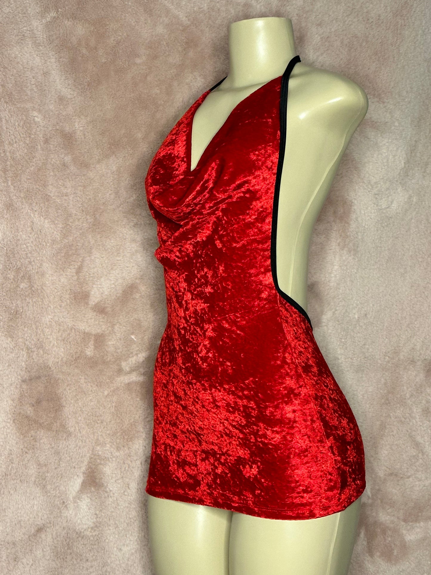 Cowl Neck Minidress - Red Velvet