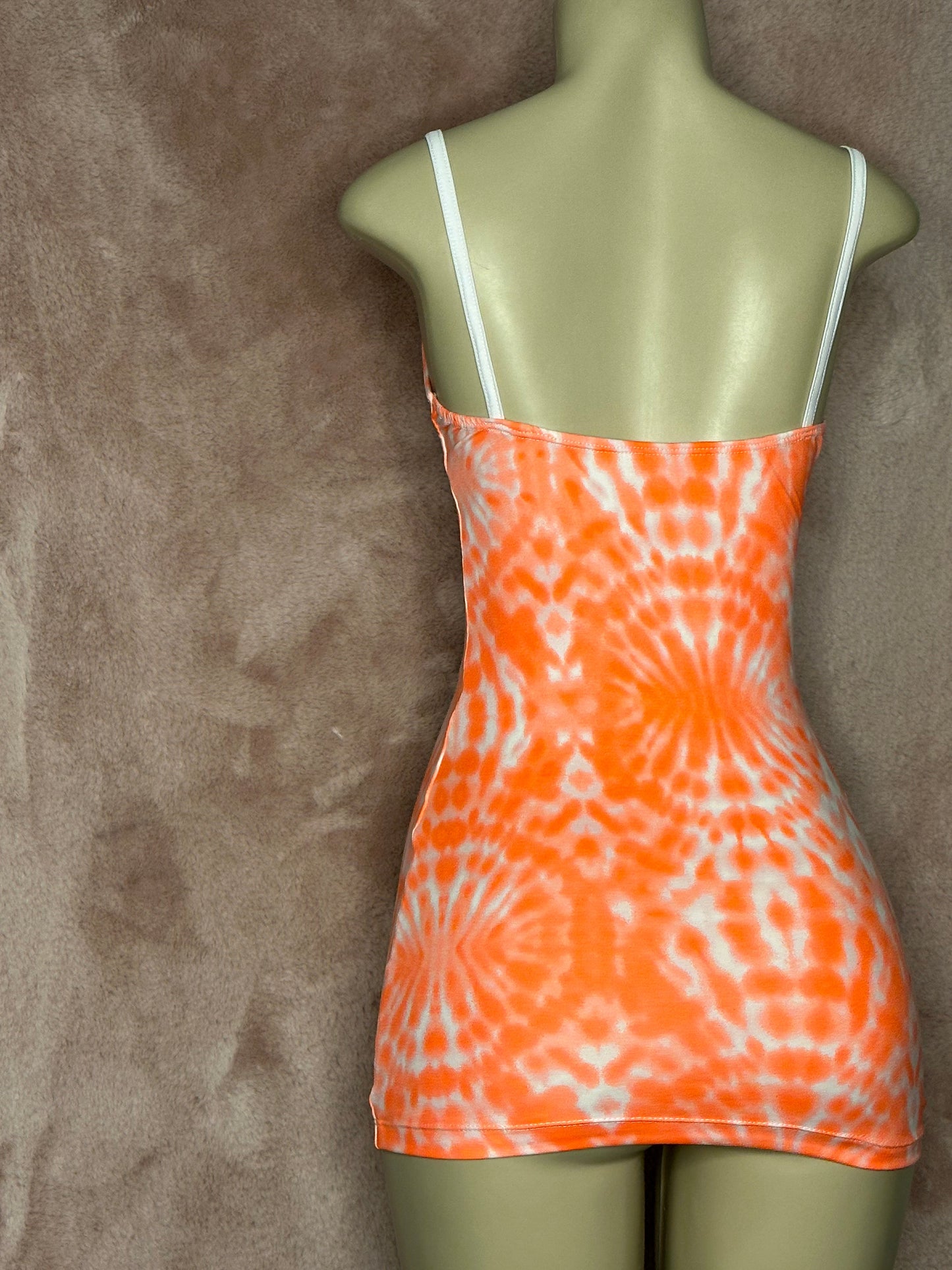 Spaghetti Strap Dress - Orange Tie Dye