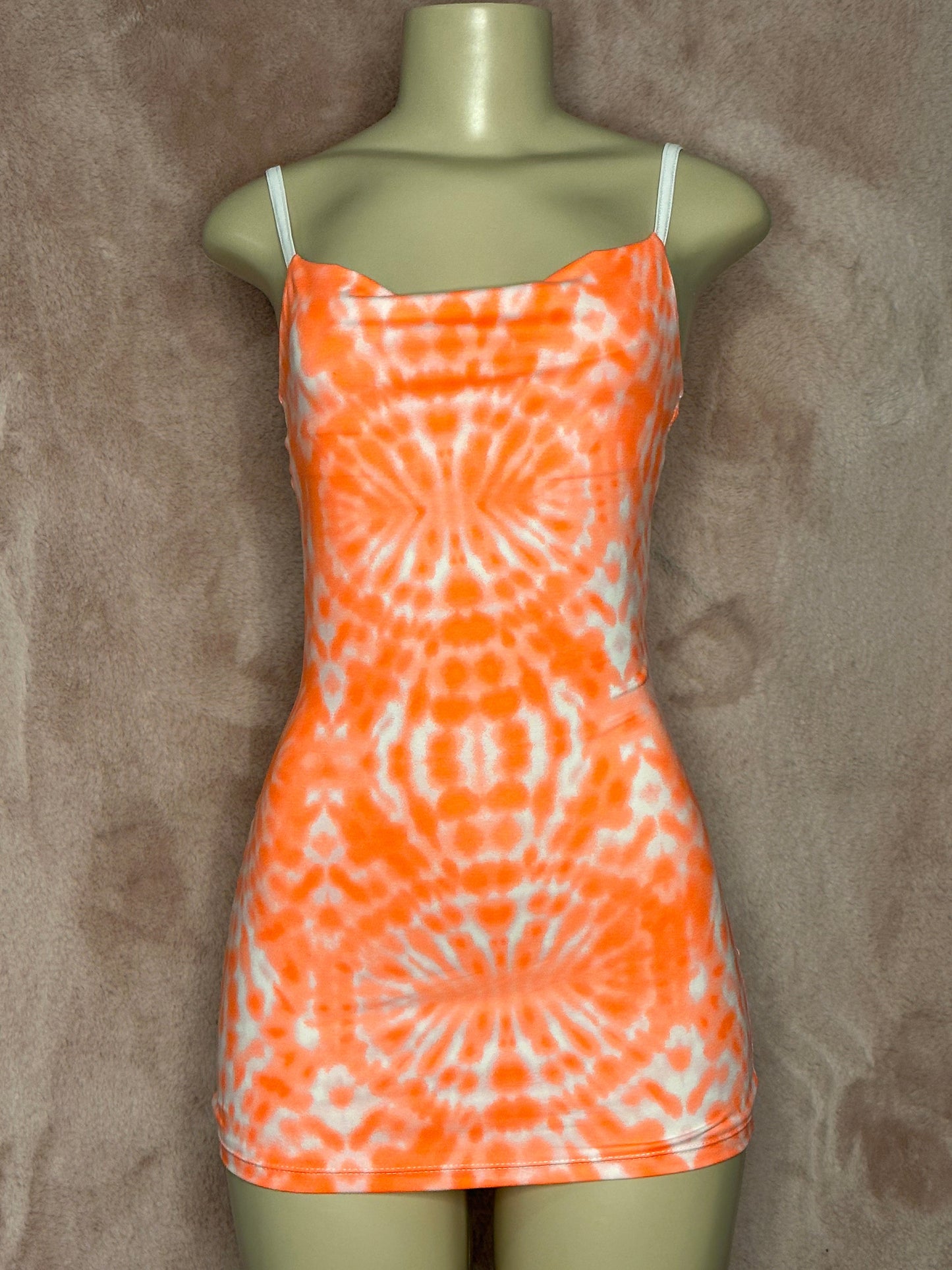 Spaghetti Strap Dress - Orange Tie Dye