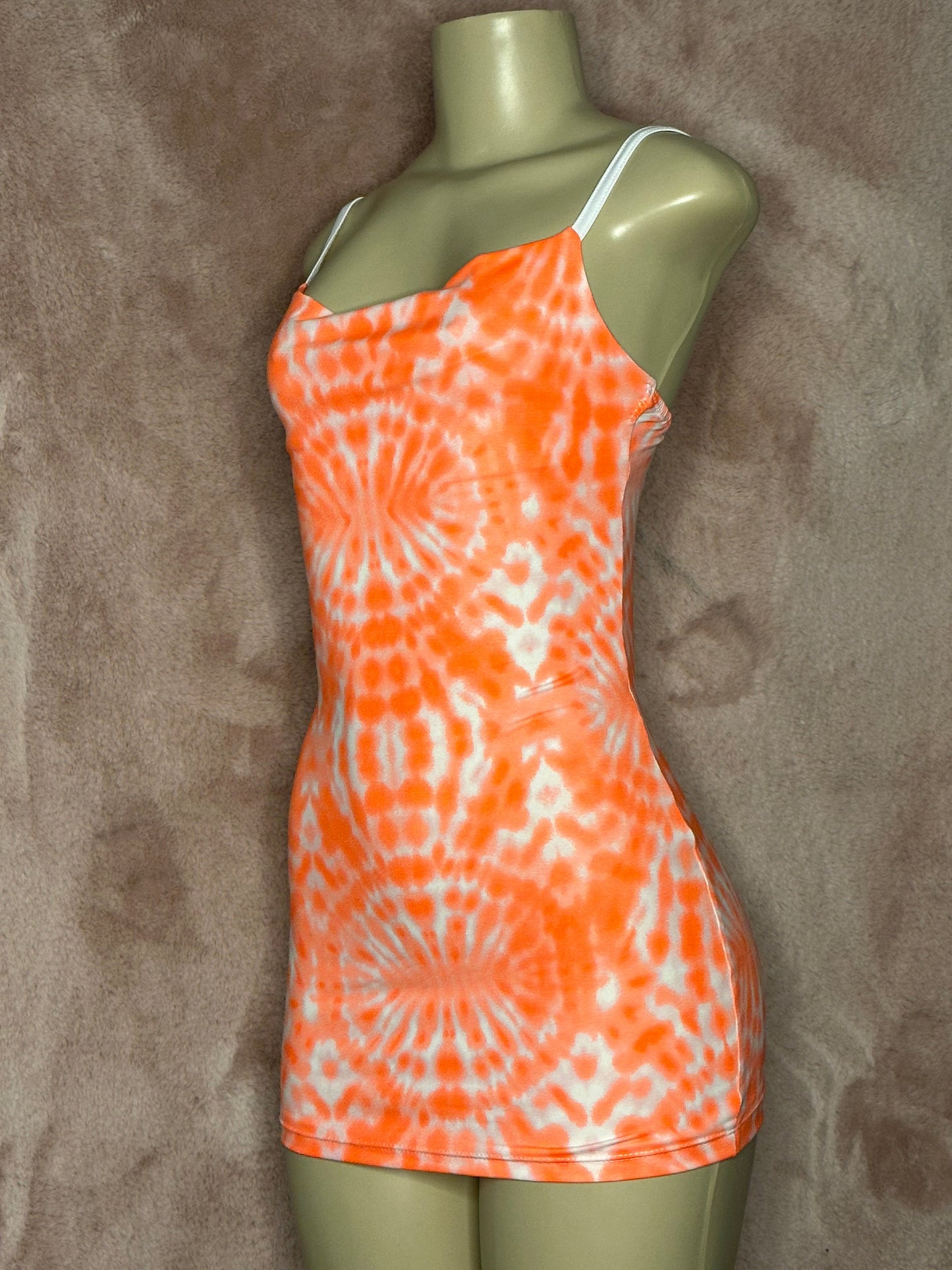 Spaghetti Strap Dress - Orange Tie Dye