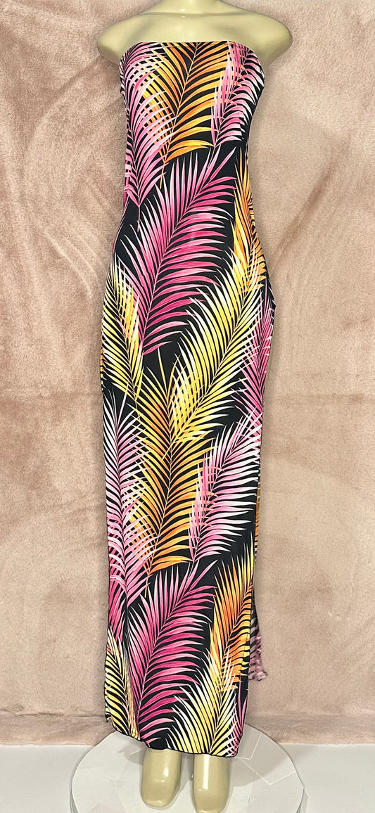 Sandy Dress - Pink Palm Leaves