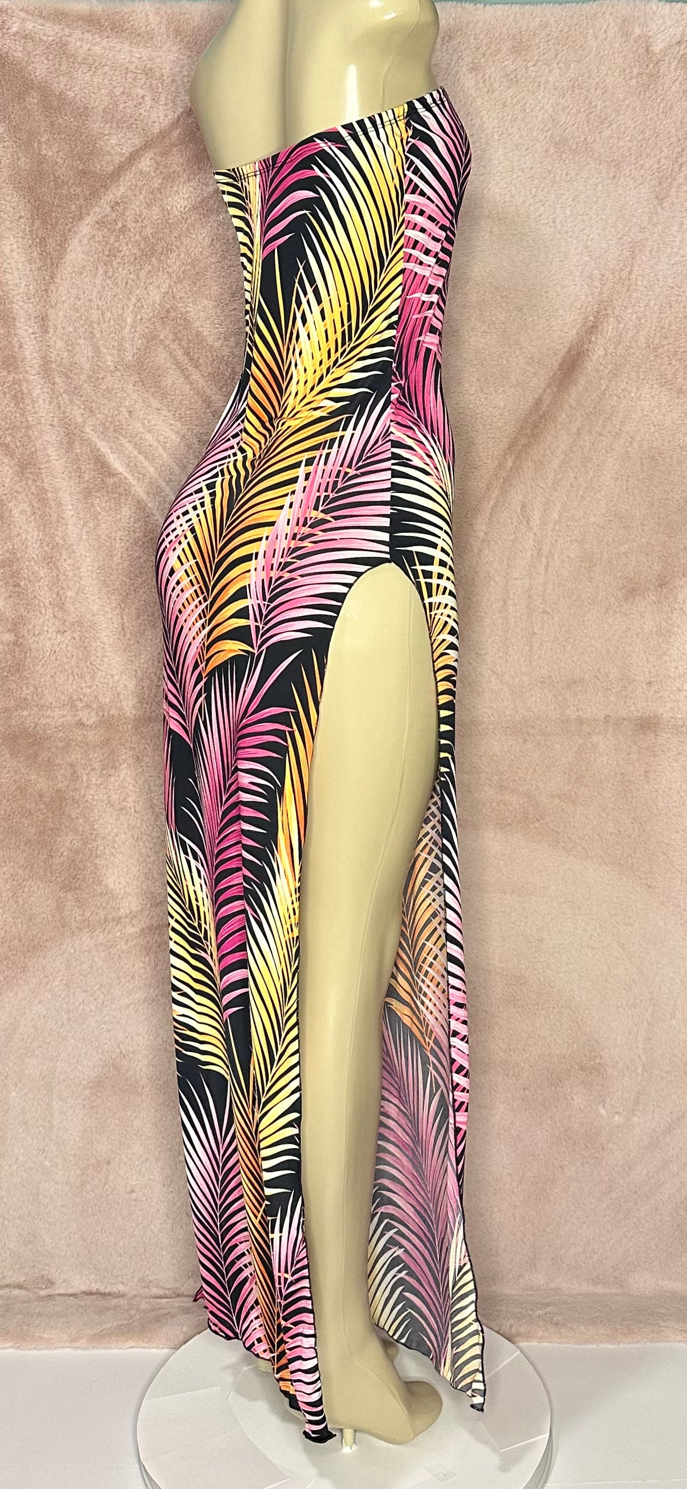 Sandy Dress - Pink Palm Leaves